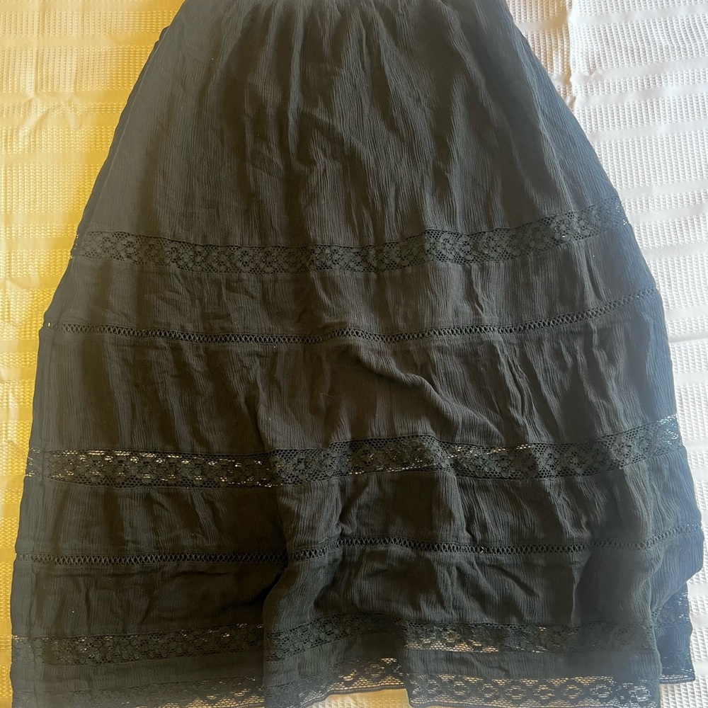 Hollister Black A-Line Skirt with Lace Details